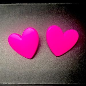 Large pink heart earrings